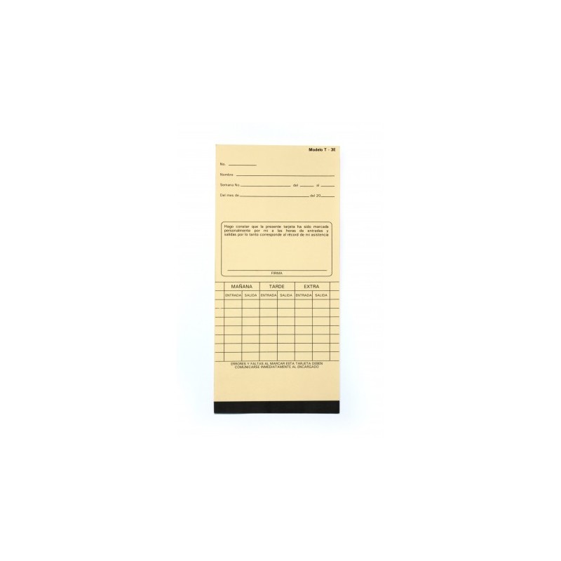 Tarjeta checadora semanal vertical T-3